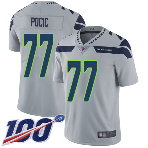 Seattle Seahawks Limited Grey Men Ethan Pocic Alternate Jersey NFL Football #77 100th Season Vapor Untouchable->youth nfl jersey->Youth Jersey